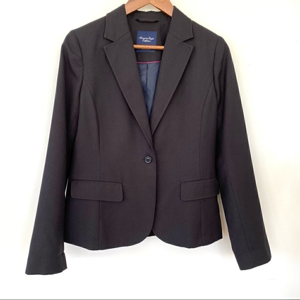 American Eagle Outfitters blazer, single breasted, black, fully lined